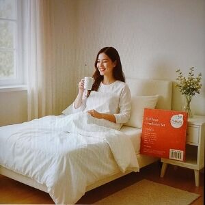 Dawn 6piece Set White Hotel-Quality Comforter with Minimalist Design